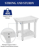 Waterproof Shower Bench, Poly Lumber Shower Stool for Shaving Legs, Shower Chair Seat with Storage Shelf and Handles, Bathroom Bench for Inside Shower, Non-Slip by TinyTreasures Baby Boutique