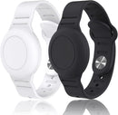 Kids Waterproof Airtag Bracelet Compatible with Apple AirTag, Hidden Silicon Protective Case for Air Tag GPS Tracker Holder, Adjustable Anti-Lost Watch Band for Toddler Child (Black & White) by TinyTreasures Baby Boutique