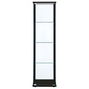 Cyclamen 4-shelf Clear Glass Curio Display Cabinet Black