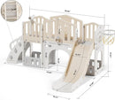 XJD 9 in 1 Toddler Slide Set, Kids Slide for Toddlers Age 1+, Toddler Climber Slide PlaySet with Basketball Hoop and Ball,Outdoor Indoor Playground for Toddlers 1-3 (Beige) by TinyTreasures Baby Boutique