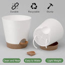 Indoor Self Watering Planters with Drainage Holes and Saucers, 8, 7, 6.5, 6, 5.5, 5 Inches, White, 6 Pots by GreenHaven Gardens