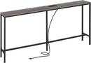 SUPERJARE 70 Inch Console Table with Outlet, Sofa Table with Charging Station, Narrow Entryway Hallway Table, Behind Couch Table, for Living Room, Charcoal Gray by CozyNest Decor