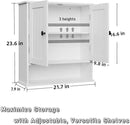 White Bathroom Cabinet Wall-Mounted, Storage Cabinets with Adjustable Shelves, Space-Saving Organizer with 2 Doors for Bathroom, Laundry, Kitchen - Moisture Resistant & Easy Install by CozyNest Decor
