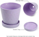 EFISPSS Flower Planter –5 inch Ceramic Plant Pots with Drainage Holes and Ceramic Tray - Gardening Home Desktop Office Windowsill Decoration Gift Set of 4 - Purple by GreenHaven Gardens