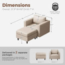 Faux Leather Single Sofa with Storage Ottoman, Modern Accent Chair Deep Seat Large Reading Armchair, Chaise Lounge Chair for Living Room Bedroom Office Whitesand by CozyNest Decor