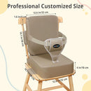 Toddler Booster Seat for Kitchen Chair, 2-in-1 Dining Table Booster Seat with Backrest & Adjustable Straps – Easy-Clean, PU Portable Toddler Eating Travel Increasing Cushion - Dark Coffee by TinyTreasures Baby Boutique