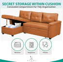 Naomi Home L-Shaped Reversible Sectional Sofa with Pull-Out Sleeper Bed and Storage Chaise, Caramel Air Leather by CozyNest Decor