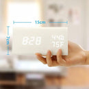 OCT17 Wooden Alarm Clock, Wood Alarm Clock Smart LED Digital Clock for Bedroom/desks, Upgraded with Time Temperature, Adjustable Brightness and Voice Control, Humidity Displaying - White by CozyNest Decor
