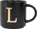 COLLECTIVE HOME - Monogram Ceramic Mugs, 15 oz Golden Initial Black Coffee Cups, Elegant Alphabet Tea Mugs, Elegant Personalized Mug with Gift Box, Unique Mug with Double Side Capital Lette (L) by CozyNest Decor