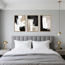 Black White Brown Framed Canvas Wall Art Set, Neutral Geometric Wall Decor, Modern Abstract Wall Painting, Minimalist Artworks for Living Room, Bedroom, Dining Room, Office - 16"x24"x3
