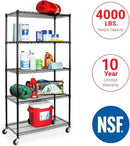 Seville Classics UltraDurable Heavy Duty NSF Solid Steel Wire Rack Storage Unit, Organizer for Garage, Warehouse, Office, Restaurant, Classroom, Kitchen, Black, 5-Tier Shelving, 36" W x 18" D by CozyNest Decor