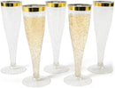 Prestee Set of 24 Plastic Champagne Flutes with Gold Rim - 4.5 oz - Shatterproof Disposable Glasses for Weddings, Cocktail Parties, and Outdoor Celebrations by CozyNest Decor