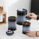 Nihow Ceramic Food Storage Jar Sets: Container with Air Tight Ceramic Lid for Flour/Sugar/Rice/Coffee/Cookies/Candy - Seal Damp-proof Canister for The Kitchen - Set of 3 （Gray） by CozyNest Decor