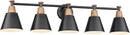FEMILA 37.4" Black Vanity Light, Black Bathroom Light Fixture, Bathroom Lighting Fixtures Over Mirror with Matte Black Finish, 4FG59B-5W BK by CozyNest Decor