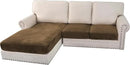 H.VERSAILTEX Velvet Stretch Sectional Couch Covers 3 Pieces Sofa Seat Cushion Covers L Shape Separate Couch Cover for Both Left/Right Sectional Couch (Large Sofa 2 Seater + 1 Chaise, Bronze Brown) by CozyNest Decor