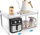 11'' Wide Expandable Cabinet Shelf Organizer Rack Adjustable Length 14''-26'' Pantry Shelf Spice Rack Heavy Duty Nonslip Kitchen Counter Storage Shelves Pantry Cupboard Under Sink Countertop White by CozyNest Decor