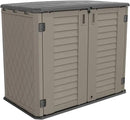 HOMSPARK Storage Shed Weather Resistance, Multi-Purpose Outdoor Storage Cabinet for Backyards and Patios, Horizontal Storage Shed for Lawnmower, Patio Accessories (Coffee, Large - 26 cu.ft) by GreenHaven Gardens
