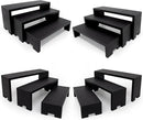 Display Wood Risers Wooden Stand 3 Tier 4 Set 12 Pieces Wood Racks Decorative Rectangular, Cupcake Stands Cologne Perfume Organizer Showcase Items(New Black) by CozyNest Decor