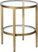 Henn&Hart 20" Wide Round Side Table with Glass Shelf in Antique Brass, Table for Living Room, Bedroom by CozyNest Decor