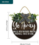 Go Away Hanging Wall Sign for Front Door Home Kitchen Decor Rustic Wooden Round Sign Wall Decoration for Kitchen Dining Room Living Room Bedroom Outdoor by CozyNest Decor