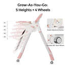 3-in-1 Foldable High Chair for Babies & Toddlers – Adjustable Height, Reclining Seat, 5-Point Safety Harness, Removable Tray, Lockable Wheels, Washable Cushion – Portable & Easy Clean, Pink by TinyTreasures Baby Boutique