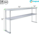 AmGood Double OverShelf Stainless Steel NSF - Many (72" Long x 14" Deep) by CozyNest Decor