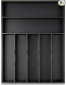 Silverware Organizer Kitchen Drawer Organizer Utensil Organizer Bamboo Silverware Holder Cutlery Organizer in Drawer Flatware Organizer Tray(7 slots, Black by CozyNest Decor