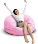 Bean Bag Chair for Adults 3FT,Soft Removable Cover for Teens/Girls Bedroom,Fluffy Giant Round Floor Beanbag Lounger Chairs (No Filler,Pink) by CozyNest Decor
