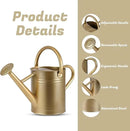 1 Gallon Watering Can for Plants, Watering Cans for Indoor&Outdoor Gardening, Galvanized Steel Watering Pot with Removable Spout, Metal Water Can with Ergonomic Movable Handle(Gold) by GreenHaven Gardens