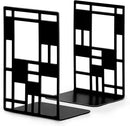 Book Ends, Bookends, Book Ends for Shelves, Bookends for Heavy Books, Book Divider Decorative Holder, Metal Heavy Duty Bookend Black 1 Pair, Abstract Art Desgin Book Stopper Supports for Office, Home by CozyNest Decor