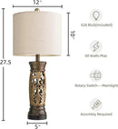 BOBOMOMO 27.25” Antique Gold Table Lamps Set of 2 – Farmhouse Bedside Lamps with Night Light & USB A+C Ports, Vintage Lamps for Bedroom, Living Room, Entryway, Nursery, Reading Nook(Bulbs Included by CozyNest Decor