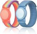 Kids Wristband Compatible with Apple AirTag, Protective Case for Air Tag GPS Tracker Holder with Nylon Bracelet, Adjustable Anti Lost Watch Band for Toddler Child Elder(RainbowB&Blue) by TinyTreasures Baby Boutique
