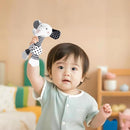 Black & White Elephant Baby Toys 0-12 Months - Plush Sensory Rattle with Teether, Wind Chime, BB Squeaker & Embroidery for Visual, Hearing & Cognitive Development by TinyTreasures Baby Boutique