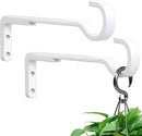 8 Inch 2 Pack White Heavy Duty Outdoor Plant Hangers for Hanging Baskets, Iron Hanging Plant Brackets for Hanging Plants Outside, Metal Plant Hooks Plant Wall Hooks for Hanging Lantern, Bird Feeder by GreenHaven Gardens