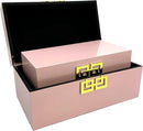 Galt International Storage Box Set Decorative Storage Box w/Hinged Lid Classic Design Wood Decor Boxes with Geometric Clasp Storage for Bedroom & Home - Set of 2 (Pink & Gold) by CozyNest Decor