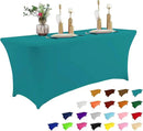 IVAPUPU 6FT Table Cloth for Rectangular Fitted Events Stretch Lake Blue Table Covers Washable Cover Spandex Tablecloth Protector for Party, Wedding, Cocktail, Banquet, Festival by CozyNest Decor