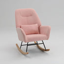 Boucle Rocking Chair with Ottoman and Pillow, Sherpa Furry Accent Arm Chair Lounger, Teddy Fabric Glider Rocker Chair for Living Room/Bedroom/Nursery, High Back, Pink by TinyTreasures Baby Boutique