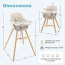 HONEY JOY High Chair, 3-in-1 Eat & Grow Wooden Highchair/Booster Seat/Toddler Chair with Removable Tray, 5-Point Harness, PU Cushion and Footrest for Baby, High Chair for Babies and Toddlers(Beige) by TinyTreasures Baby Boutique