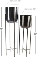 CosmoLiving by Cosmopolitan Metal Indoor Outdoor Planter Dome Large Planter Pot with Removable Stand, Set of 2 Planters 39", 46"H, Black by GreenHaven Gardens