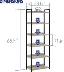 NUMENN Bookshelf, 6 Tier Bookshelves, Home Office Bookcase Shelf Storage Organizer, Free Standing Storage Shelving Unit for Bedroom, Living Room and Home Office, Grey by CozyNest Decor