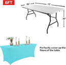IVAPUPU 6FT Table Cloth for Rectangular Fitted Events Stretch Blue Mist Table Covers Washable Cover Spandex Tablecloth Protector for Party, Wedding, Cocktail, Banquet, Festival by CozyNest Decor