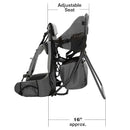 ClevrPlus Cross Country Baby Backpack Carrier, Grey, Toddler Hiking Backpack with Comfortable Seat, Adjustable Straps & Belt, Foldable Frame Lightweight Large Capacity Child Carrier for Outdoor by TinyTreasures Baby Boutique