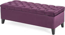 Christopher Knight Home Gloust Velvet Storage Ottoman, Upholstered Rectangular Storage Bench, Living Room Seating, Tufted BottonFoot Rest Stool for Home Office, Entryway and Bedroom, Purple by CozyNest Decor