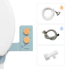 TUSHY Spa Warm Water Bidet Attachment for Toilet. Universal Fit, Easy Install (Requires Sink Access for Optional Temperature Control) Self Cleaning, Adjustable Pressure, Angle Control, Blue/Bamboo by CozyNest Decor