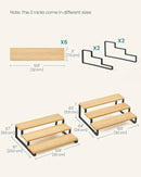 SONGMICS Display Risers, Set of 2 Engineered Wood Perfume Organizer Stand, 3-Tier Cupcake Stand Holder, Spice Rack, Shelf Risers for Figures, Dessert Shelves, Natural Beige and Ink Black UKCS016N01 by CozyNest Decor
