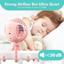 HomeLifairy Portable Stroller Fan, USB or Rechargeable Battery Operated with 3 Speeds and 360°Rotate, Cooling Clip On for Baby Crib Travel Car Seat Pink by TinyTreasures Baby Boutique