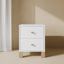 Storkcraft California 2 Drawer Nightstand (White with Driftwood) - GREENGUARD Gold Certified Nightstand for Kids Bedroom, Premium Wood Storage with Elegant, Iconic Block Feet by TinyTreasures Baby Boutique
