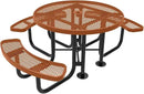 Heavy-Duty Portable Outdoor Picnic Table with Umbrella Hole, Expanded Metal Patio Dining Furniture Made in America (46" Round Top, Textured Copper) by CozyNest Decor