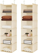 MAX Houser 6 Tier Shelf Hanging Closet Organizer, Closet Hanging Shelf with 2 Sturdy Hooks for Storage,2 Pack, Foldable (Yellow)