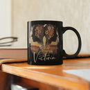 Personalized Autumn Landscape Black Cup, Custom Name Coffee Mug 11oz 15oz, Custom Floral Silhouette Ceramic Cup, Gifts for Women, Zodiac Inspired Coffee Mug, Gifts for Birthday by CozyNest Decor
